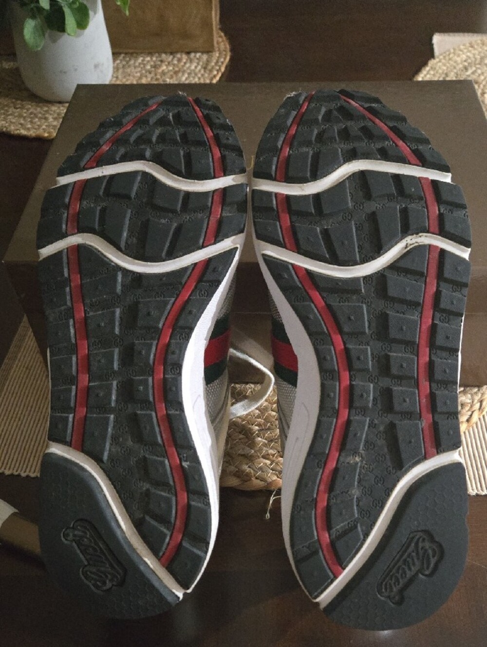 Gucci Silver Metallic Athletic Sneakers with Red & Green Web Stripe - Picture 4 of 7